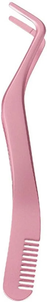 Hair Removal Tweezers Stainless Steel False Eyelashes Tweezers Applicator Clip False Eyelashes Wearer With Comb Curved Straight Makeup Tools for Girls Tweezers (One Color)