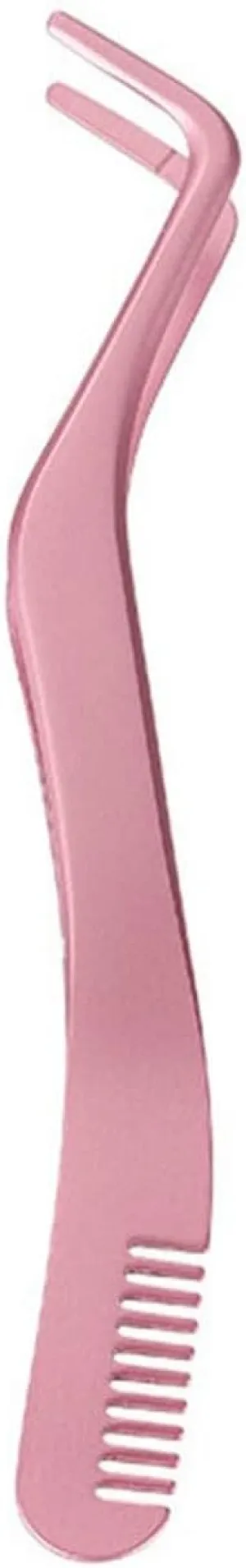 Hair Removal Tweezers Stainless Steel False Eyelashes Tweezers Applicator Clip False Eyelashes Wearer With Comb Curved Straight Makeup Tools for Girls Tweezers (One Color)