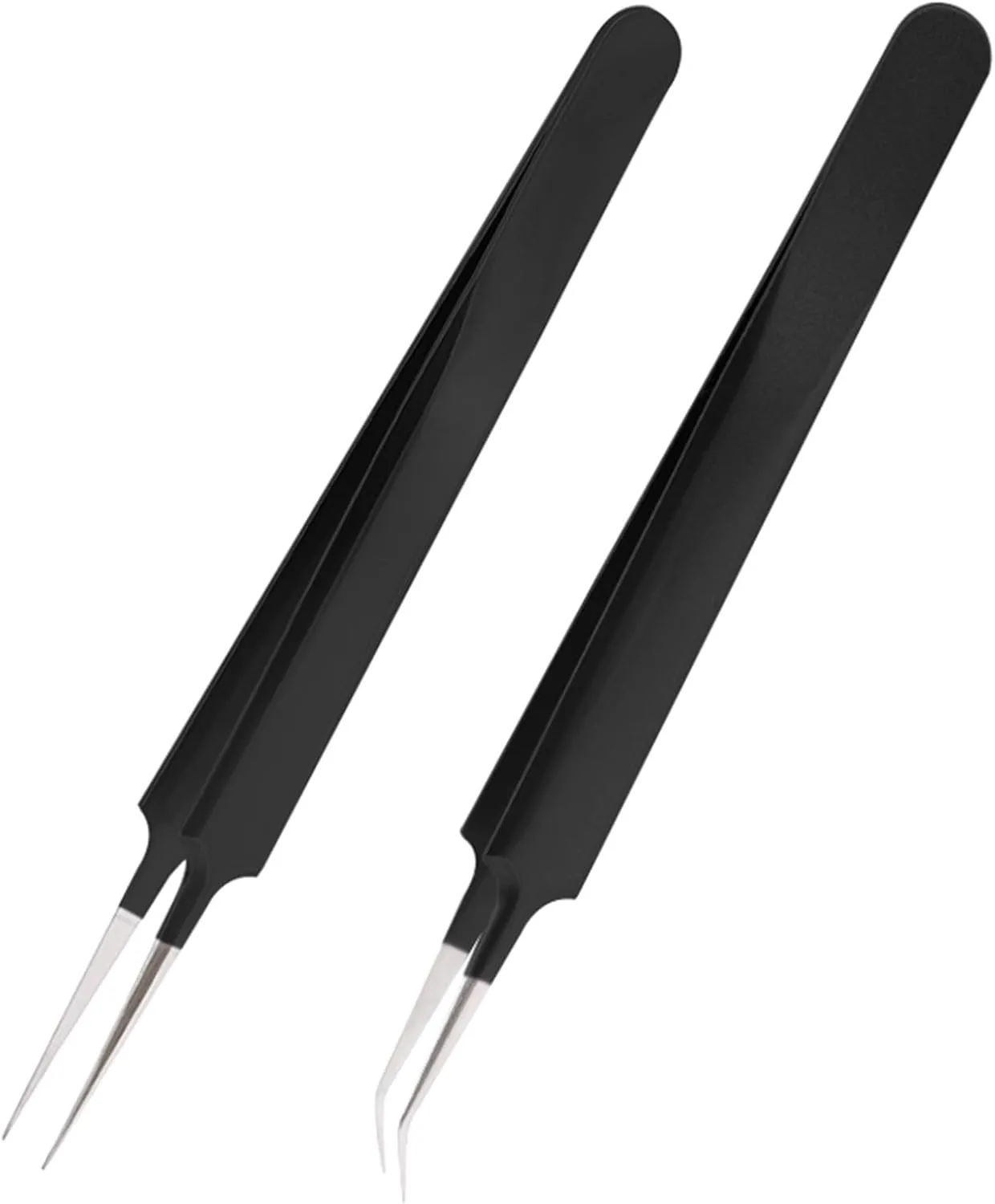 Hair Removal Tweezers Tweezers Gold Blue for Eyelash Extension high-Precision Eyelash Extension Tweezers Thin tip(Black)