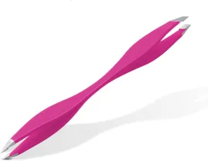 Hair Removal Tweezers Tweezers Rose double headed eyebrows Tweezers Anti static eyelash expansion and promotion curly beauty makeup tool Tweezers(Pink)