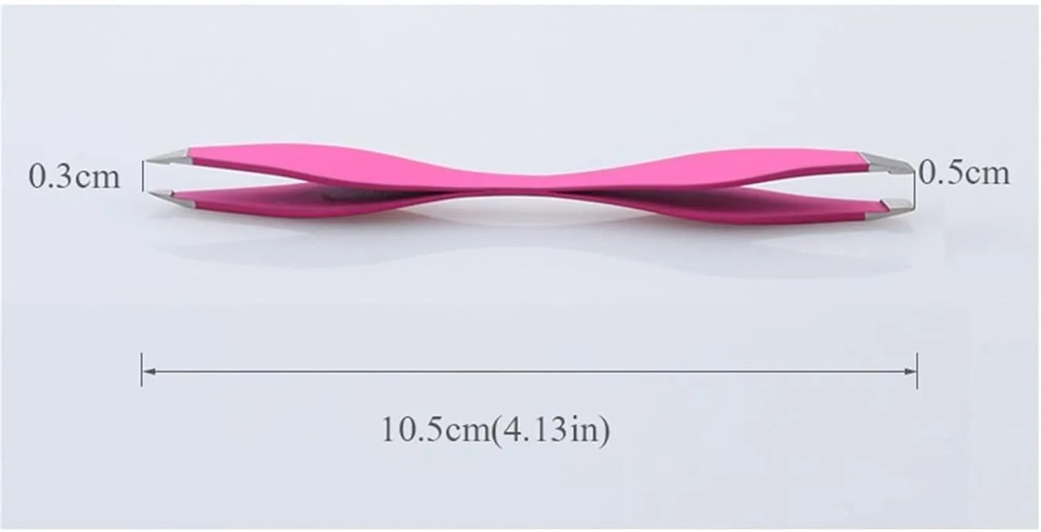 Hair Removal Tweezers Tweezers Rose double headed eyebrows Tweezers Anti static eyelash expansion and promotion curly beauty makeup tool Tweezers(Pink)