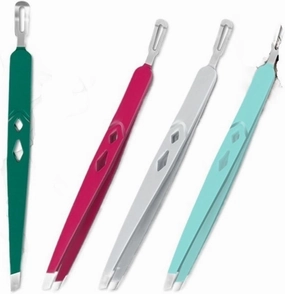 Hair Removal Tweezers Slanted Tweezers Eyebrow Tip Precision Eyebrow Tweezers For Eyebrows Ingrown Facial Hair And Lash Extension Tweezers(Onecolor) (Grey)