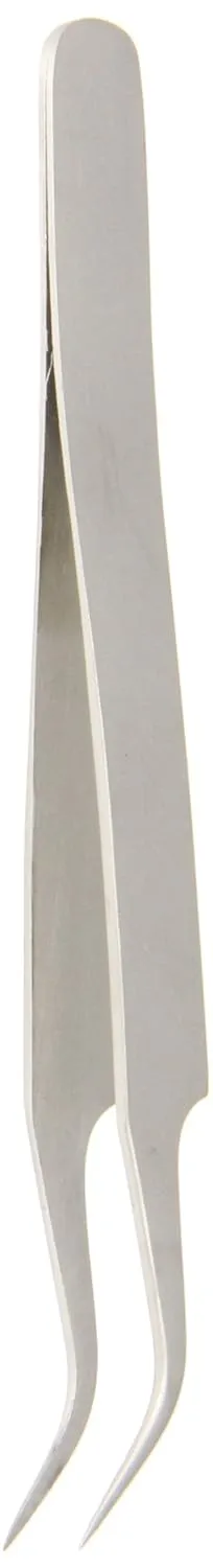 Hakko CHP 7-SA Stainless Steel Non-Magnetic Precision Tweezers with Very-Fine Point Curved Tips, 4-1/2" Length
