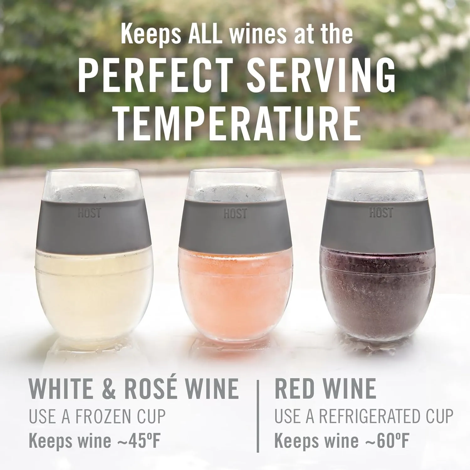 Host Wine Freeze Cup Set of 2 - Plastic Double Wall Insulated Wine Glasses with Freezing Gel, Wine Glass for Red and White Wine, 8.5 oz Mint