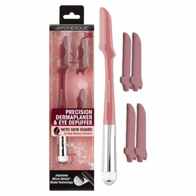 JAPONESQUE Dermaplaner and Cooling Eye Roller   Dermaplaner Replacement Blades 4-Pack Bundle