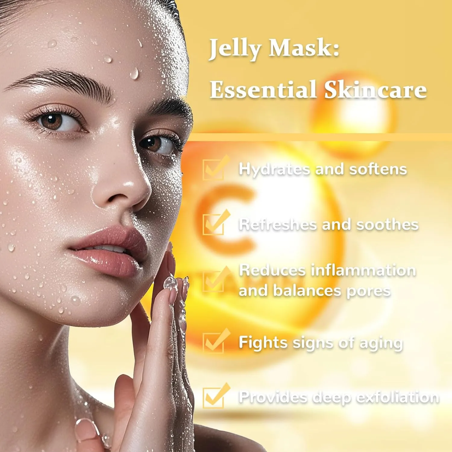 Jelly Mask for Faiclal Professional, Jelly Mask for Powder For Instant Hydration, Vegan Peel Off Face Mask, For Cleaning, Moisturizing (Vitamic C)