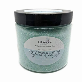 Just Imagine Handcrafted - Eucalyptus Mint Dead Sea Mineral Bath Salt, All Natural Handmade, 16 oz