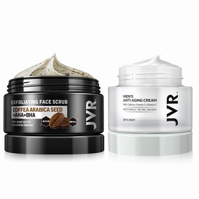 JVR Face Scrub for Men and Face Moisturizer Cream Anti Aging Cream, Facial Scrub for Deep Exfoliating, Cleansing  Face Cream To Reduce Fine Lines and Wrinkles for All Skin Types