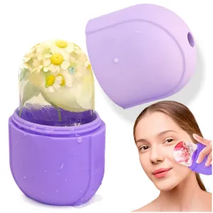 Kalevel Beauty Ice Roller Face Ice Contour Silicone Ice Roller Mold Purple Ice Cube Tray Skin Care Tools for Face Body Massage Wrinkle