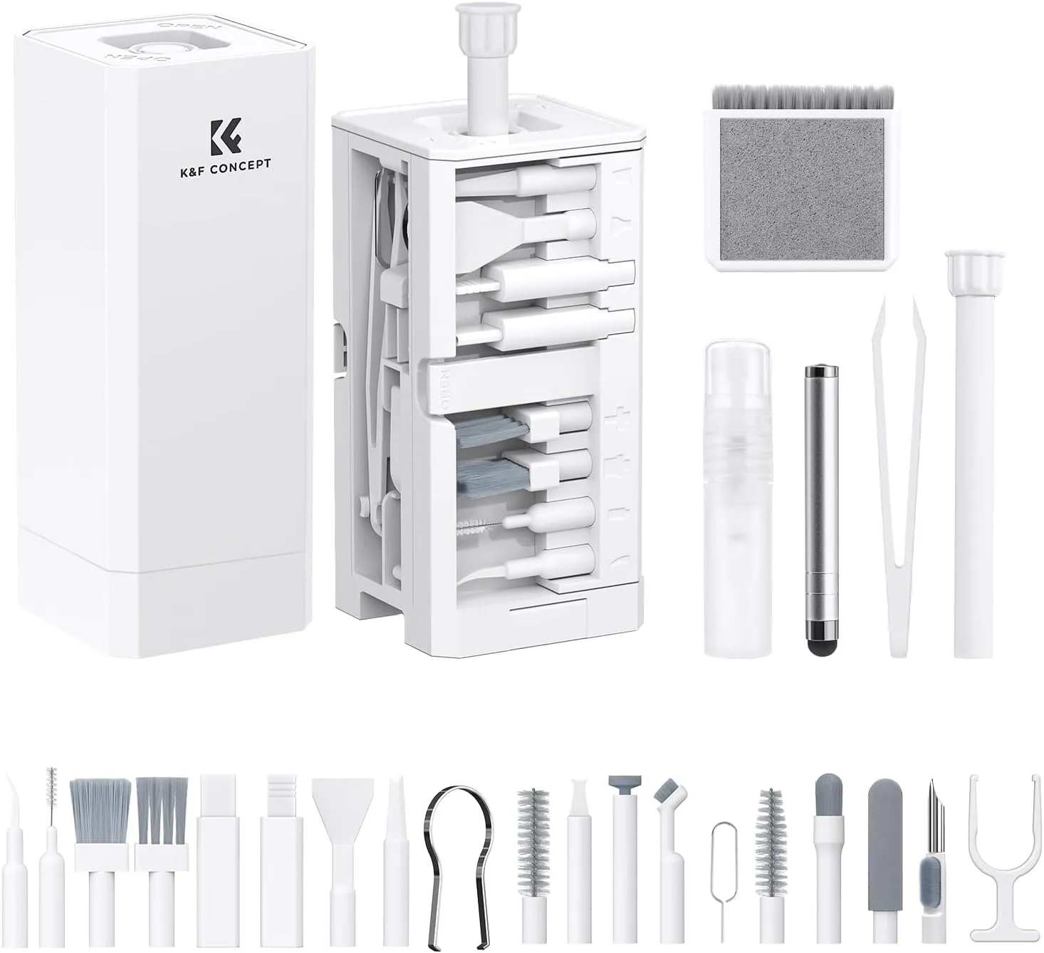 K&F Concept 32-in-1 Keyboard Cleaning Kit Laptop Cleaner - Multifunction Electronic Device Cleaner Set for Cell Phone Tablet PC Camera Keyboard Earbud