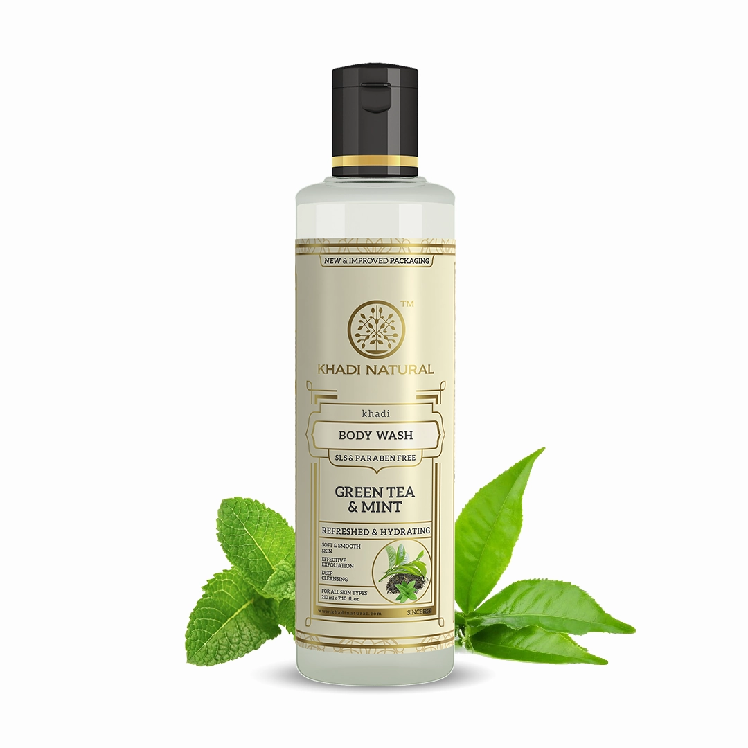 Khadi Natural Green Tea & Mint Body Wash- Sls & Paraben Free-210 ml