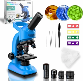 Kids Microscope,40-1600x Microscope Kit for Kids Beginners Children,STEM Kit,Prepared Slides,LED Light and Configured Various Operating Tools- Science Experiment Toy for Kids Ages 6-12