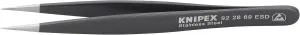 KNIPEX Tweezers,ESD,Straight,5-1/4 In,SS,Black (922869ESD)