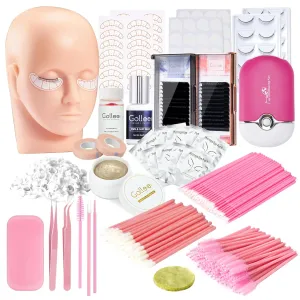 Lash Eyelash Extension Kit: Professional Eyelash Mannequin Kit Training For Beginners Eyelashes Extensions Practice Cosmetology Esthetician Supplies Tweezers Glue Tools Kit