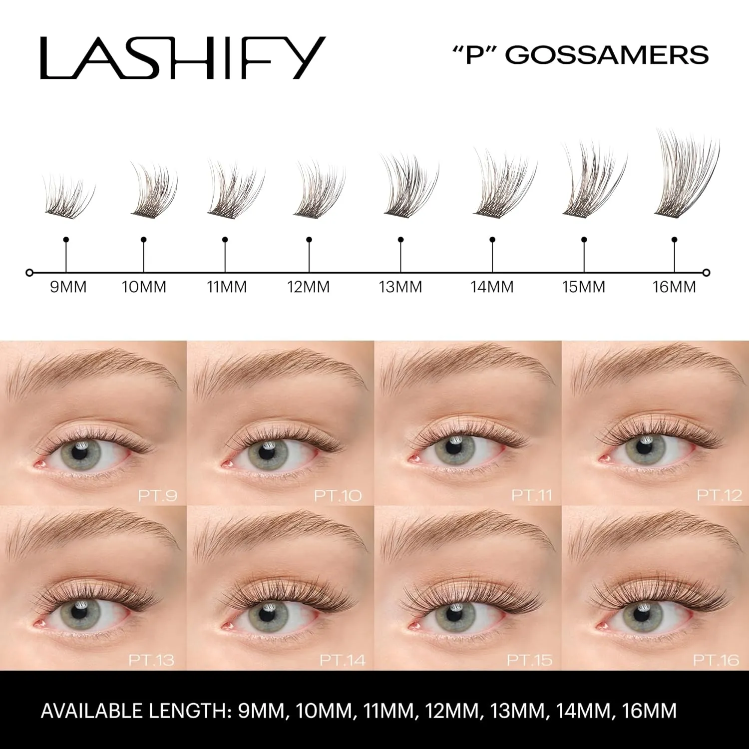 Lashify Plushy 16mm Gossamer Lashes in Truffle Color, Easy DIY False Lashes for a Voluminous Yet Still Natural Look