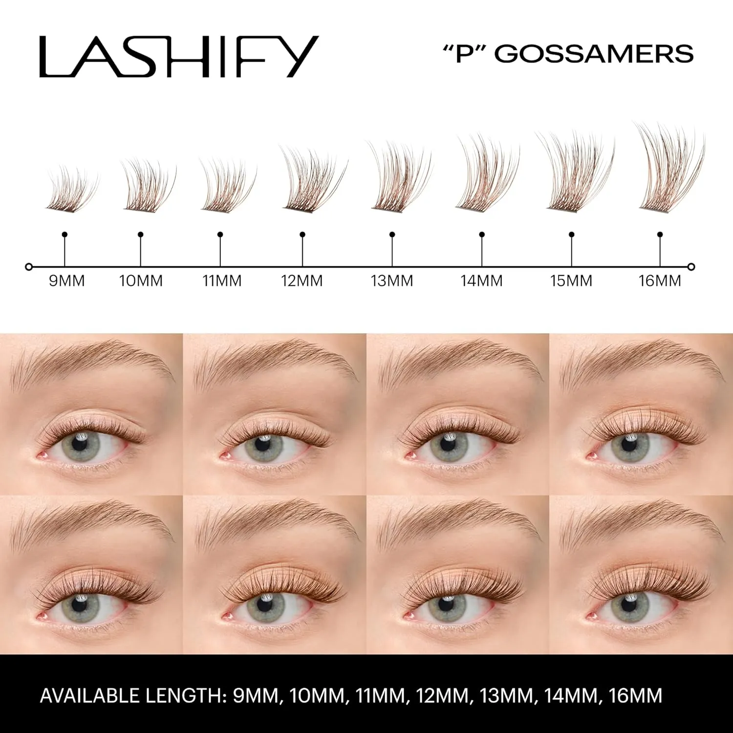 Lashify Plushy 9mm Gossamer Lashes in Chocolate Color, Easy DIY False Lashes for a Voluminous Yet Still Natural Look