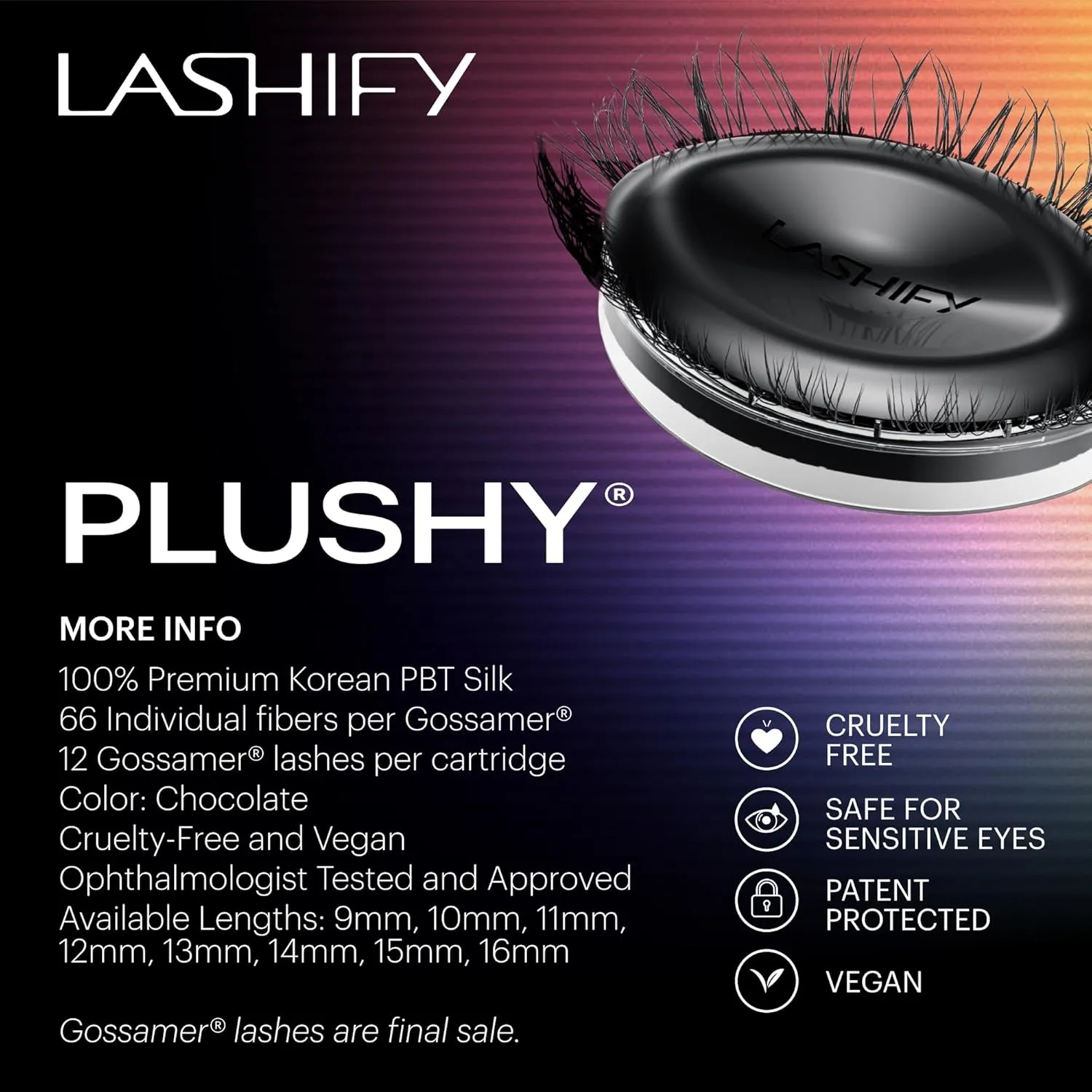 Lashify Plushy 9mm Gossamer Lashes in Chocolate Color, Easy DIY False Lashes for a Voluminous Yet Still Natural Look