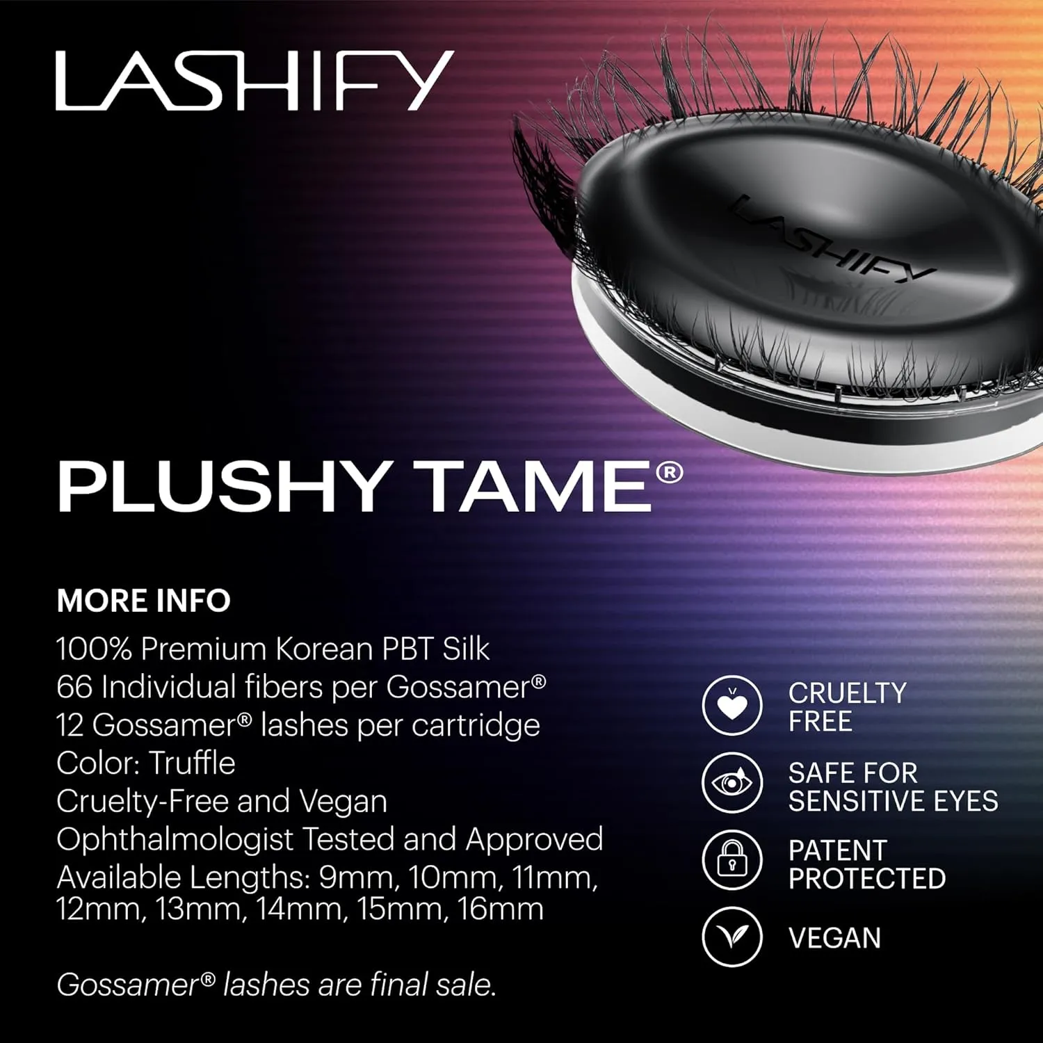 Lashify Plushy Tame 14mm Gossamer Lashes in Truffle Color, Easy DIY False Lashes for a Voluminous Yet Still Natural Look