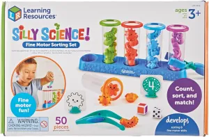 Learning Resources Silly Science Fine Motor Sorting Set, STEM Toys for Kids, Educational Toy, Preschool Fine Motor Skills, PreK Manipulatives, 55 Pieces, Age 3 