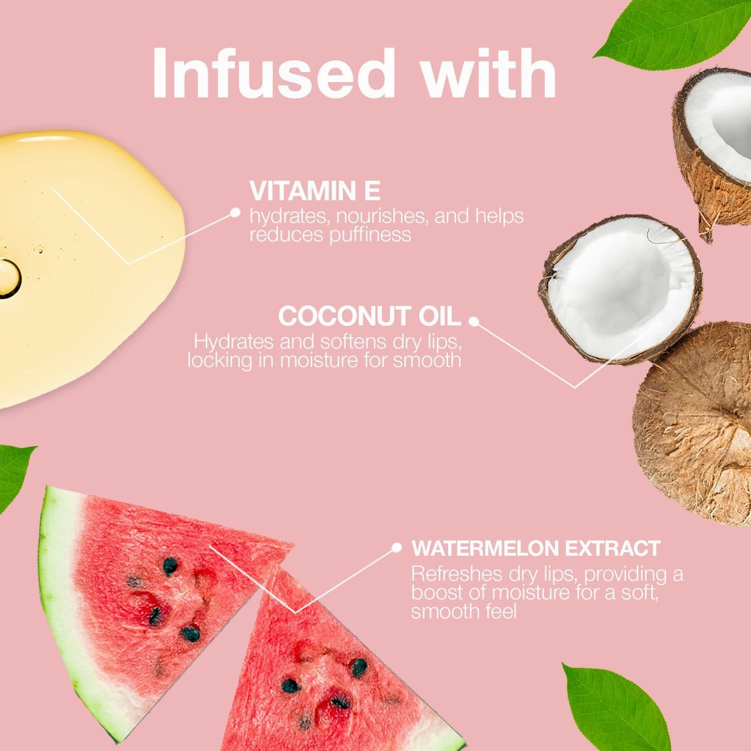 Lip Scrub Exfoliator Moisturizing Scented Lips Scrubber for Exfoliating & Smoothing Lips, Infused with Watermelon Extract Coconut & Vitamin E, Vegan & Cruelty-Free