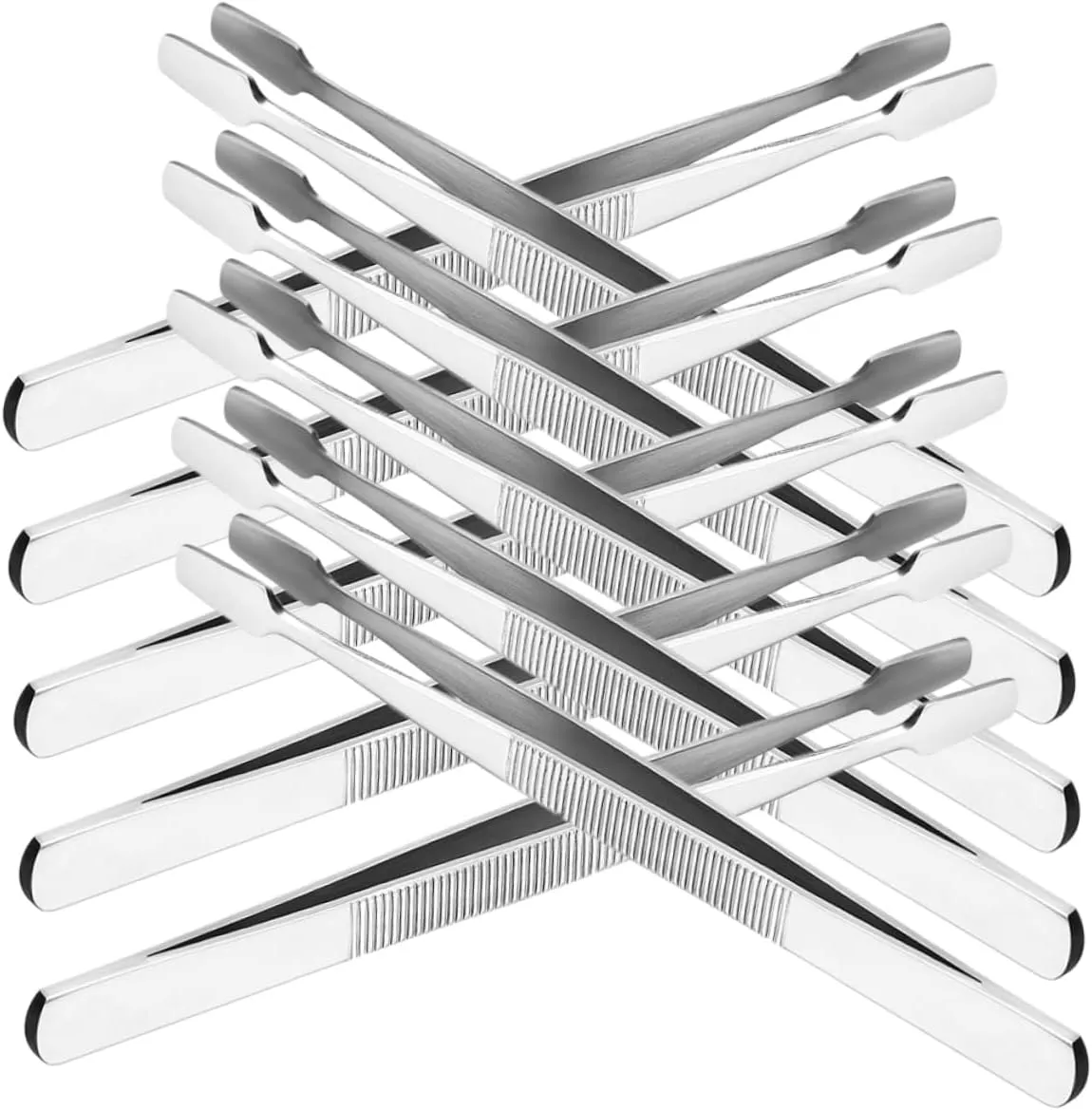 MAGICLULU 30pcs Tweezers for Stamps Eyelash Application and Crafting Flat Precision Tools for Collectors Beauty and Photo Projects