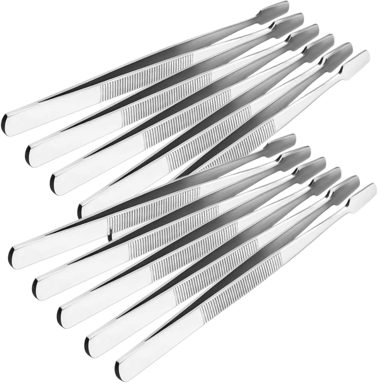 MAGICLULU 30pcs Tweezers for Stamps Eyelash Application and Crafting Flat Precision Tools for Collectors Beauty and Photo Projects