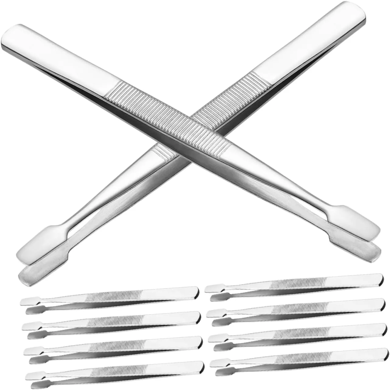 MAGICLULU 30pcs Tweezers for Stamps Eyelash Application and Crafting Flat Precision Tools for Collectors Beauty and Photo Projects