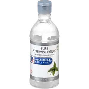 McCormick Culinary Pure Peppermint Extract, 16 fl oz - One 16 Fluid Ounce Bottle of Peppermint Extract, Made from Real Peppermint Leaves to Add Flavor to Milkshakes, Coffees, Cocktails and More