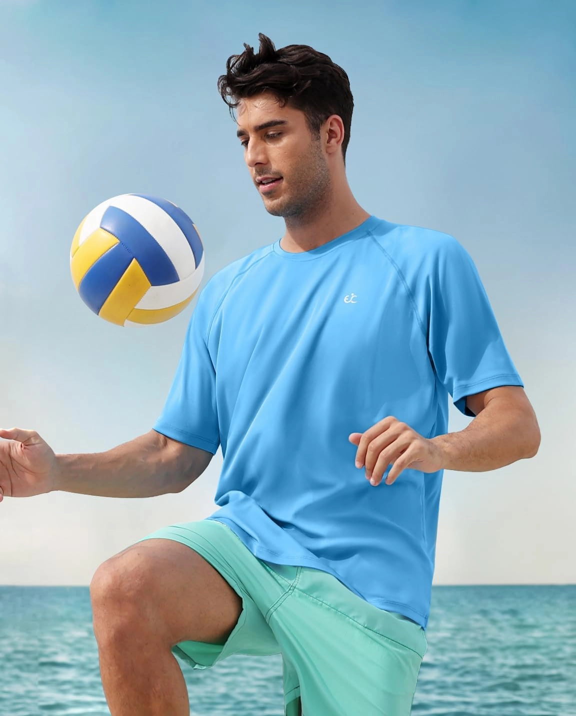Men's Swim Shirt Quick Dry Sun Shirts UPF50  Rash Guard for Men Short Sleeve UV Sun Protection Beach Shirts