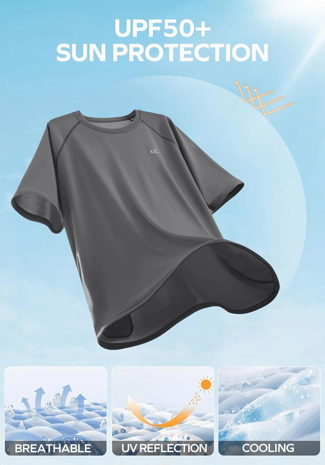 Men's Swim Shirt Quick Dry Sun Shirts UPF50  Rash Guard for Men Short Sleeve UV Sun Protection Beach Shirts