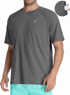 Men's Swim Shirt Quick Dry Sun Shirts UPF50  Rash Guard for Men Short Sleeve UV Sun Protection Beach Shirts