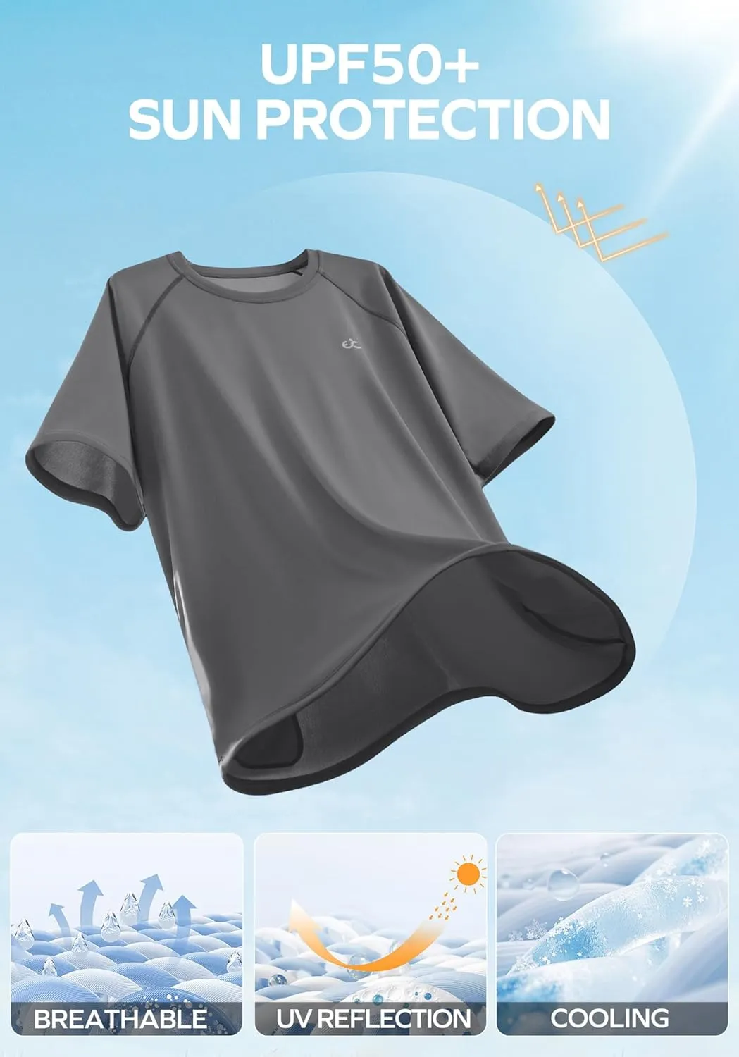 Men's Swim Shirt Quick Dry Sun Shirts UPF50  Rash Guard for Men Short Sleeve UV Sun Protection Beach Shirts