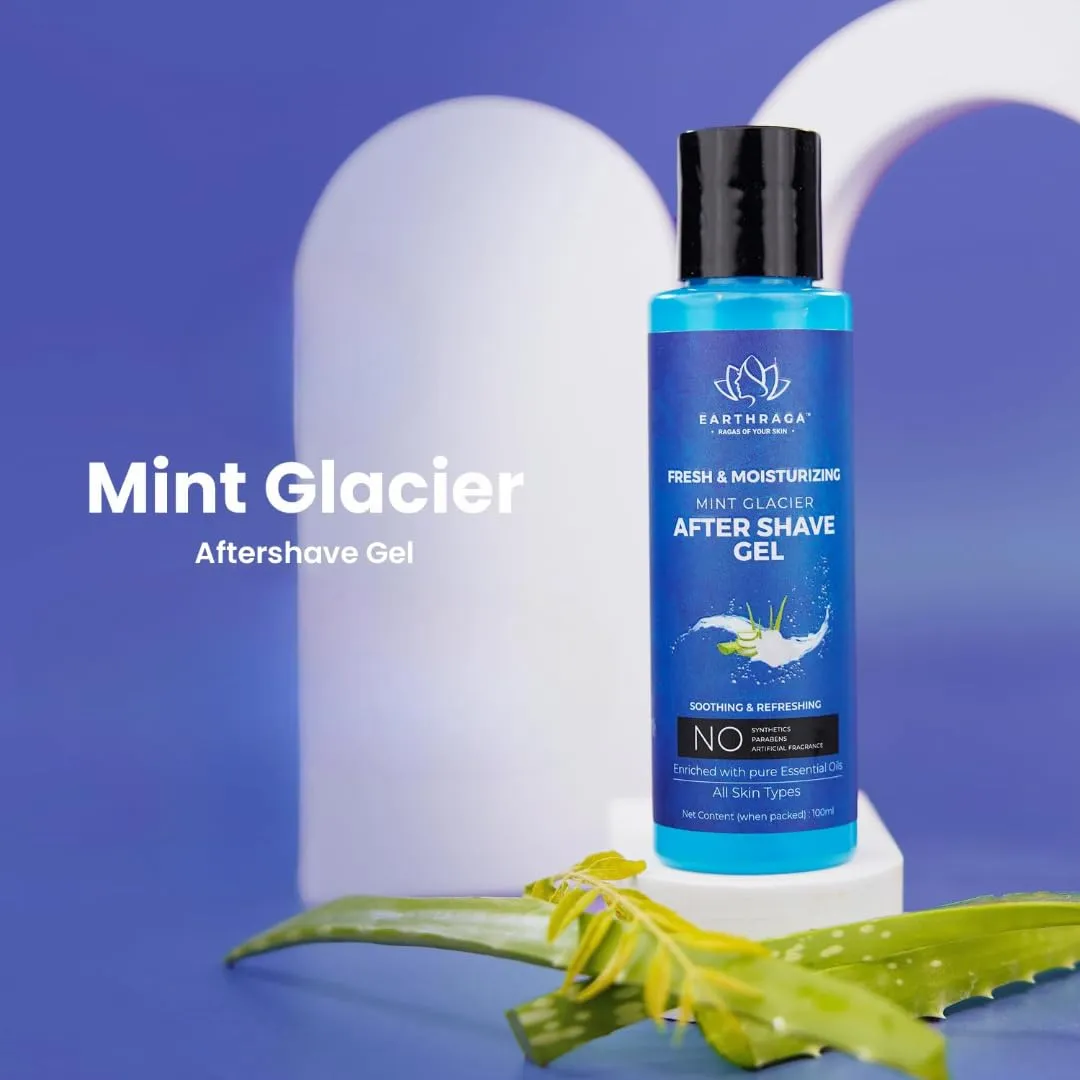 Mint Glacier After Shave Gel For Men & Women | with Menthol Crystals,Alum Powder & Aloe Vera | Cooling,Refreshing & Moisturizing 100ml
