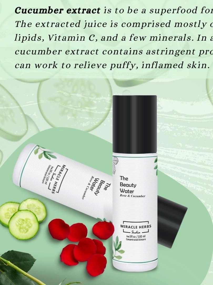 Miracle Herbs India Miracle Herbs Rose and Cucumber - Alcohol Free Face Toner- 100 ml