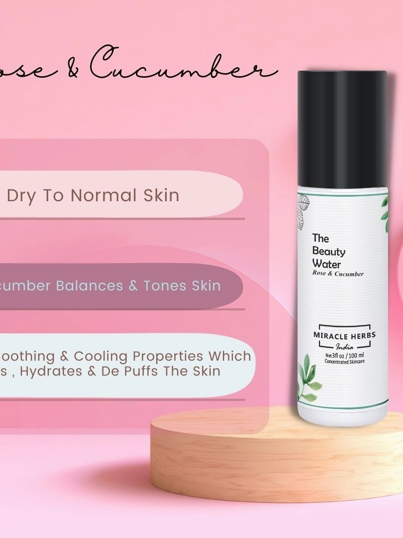 Miracle Herbs India Miracle Herbs Rose and Cucumber - Alcohol Free Face Toner- 100 ml