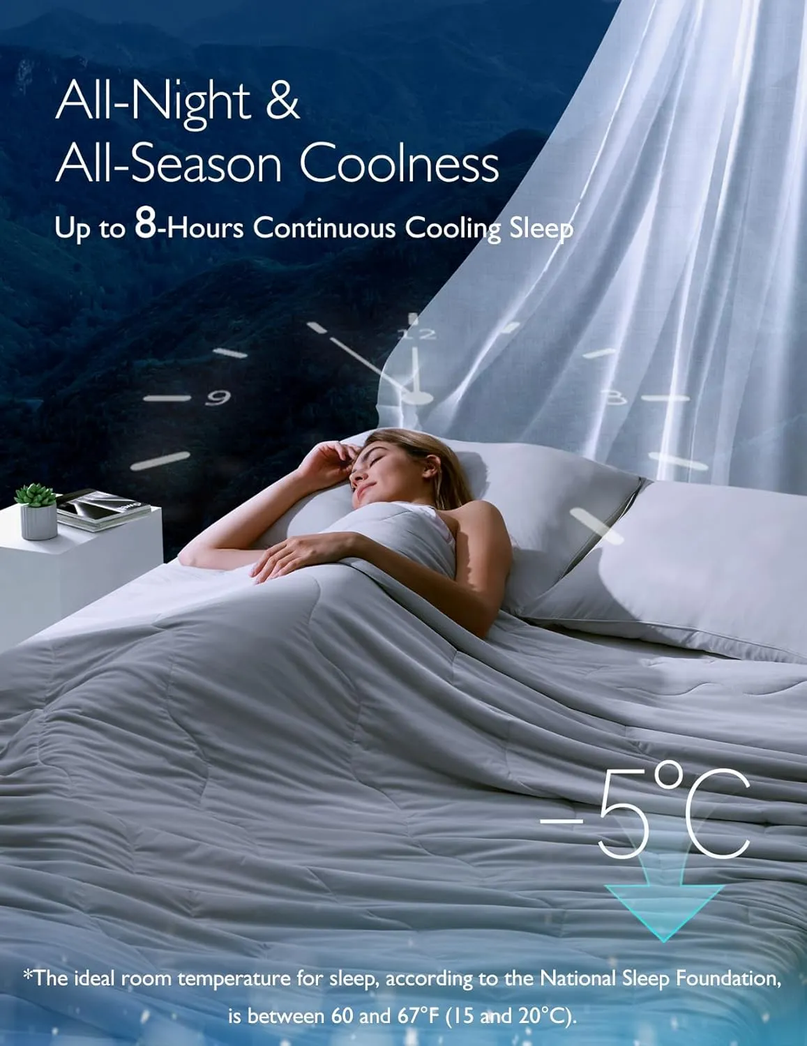 Momcozy Life CoolMurm Cooling Comforter for Hot Sleepers, King/Cali King 106"x90" Soft Breathable Pregnancy Cooling Blanket, 3-Second Cooling, 8 Hours  Stay Cool All Night, Deep Light Grey