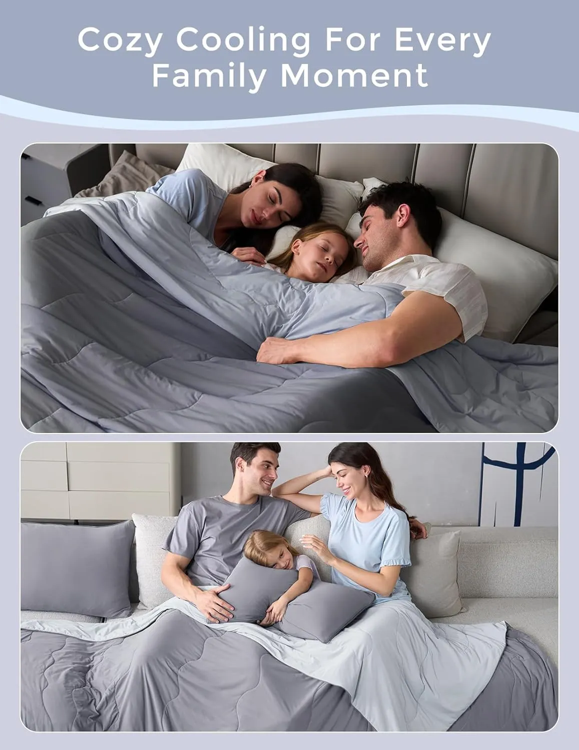 Momcozy Life CoolMurm Cooling Comforter for Hot Sleepers, King/Cali King 106"x90" Soft Breathable Pregnancy Cooling Blanket, 3-Second Cooling, 8 Hours  Stay Cool All Night, Deep Light Grey