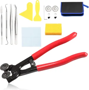 Mosaic Tools Set, Glass Tile Nippers with 2 Scrapers, 2 Tweezers, Double-Ended Hook, Spatula, Sponge, Replacement Cutting Wheels, Cloth, Storage Bag