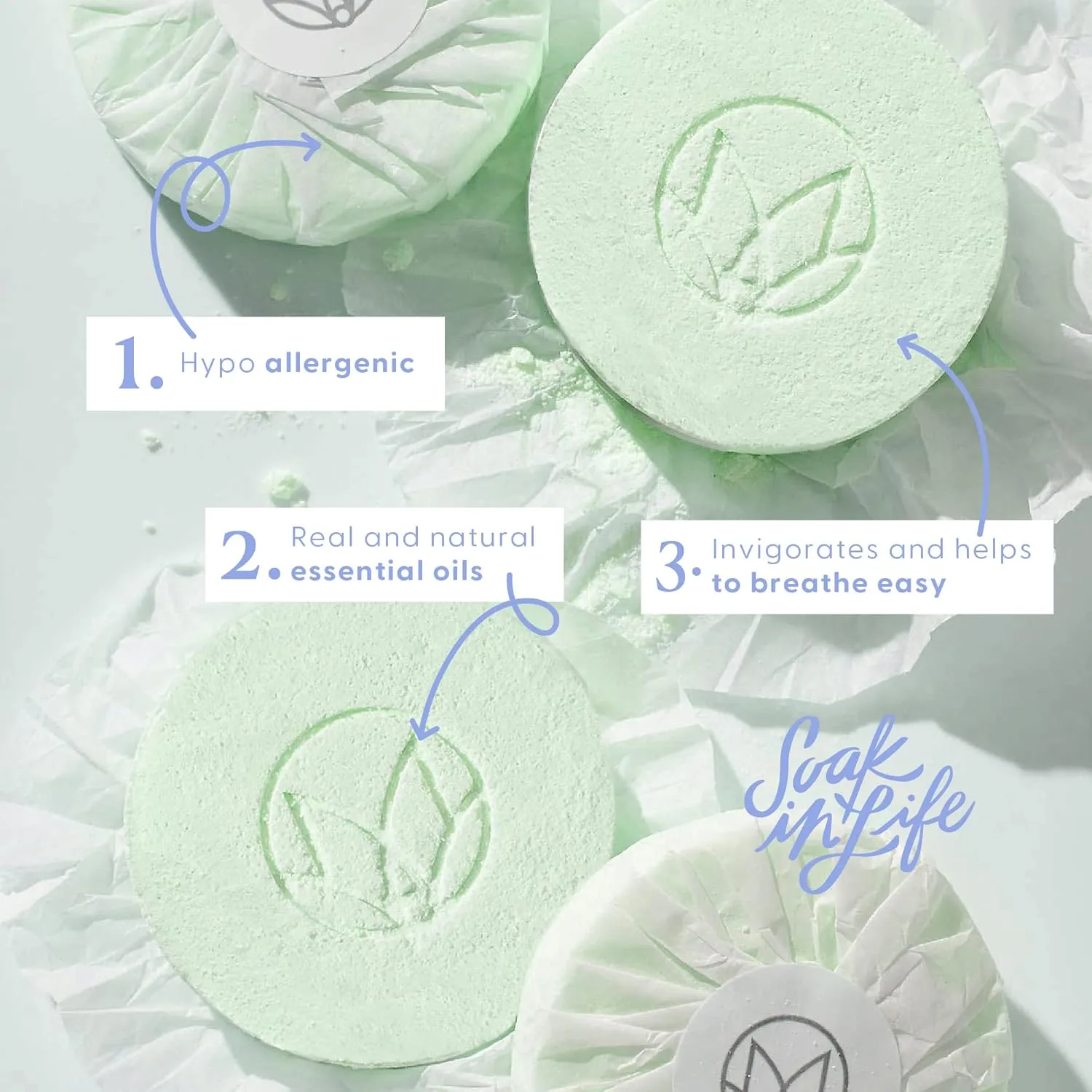 Musee Shower Steamers, Eucalyptus and Mint, Aromatherapy Gift Set for Women, Handmade in USA, Paraben-Free & Sulfate-Free, Unique Christmas Gifts for Women, 4-Piece Set