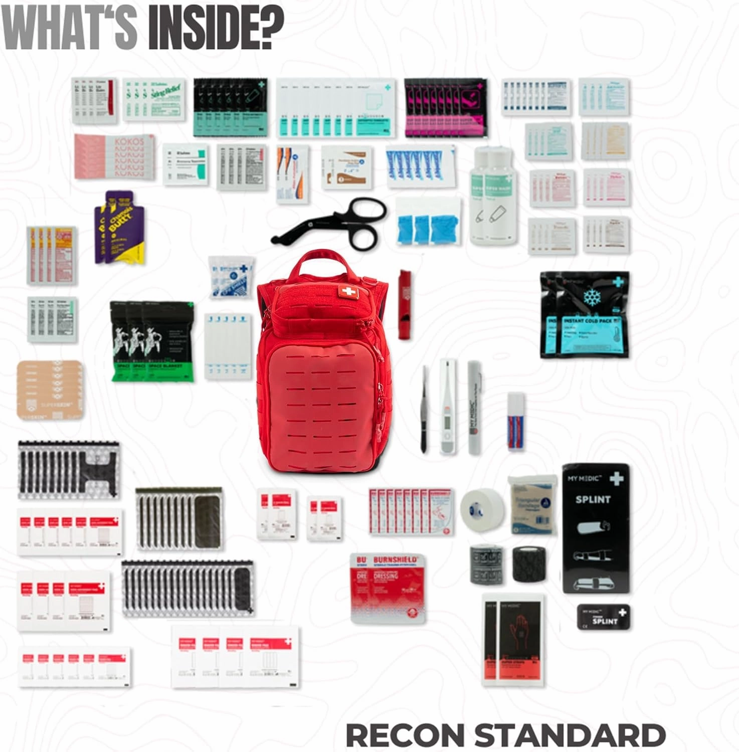 My Medic Recon Standard - HSA FSA First Aid Kit - 200  First Aid and Survival Essentials, Supplies, & Must Have IFAK for Home, Car, Office or Business - Red