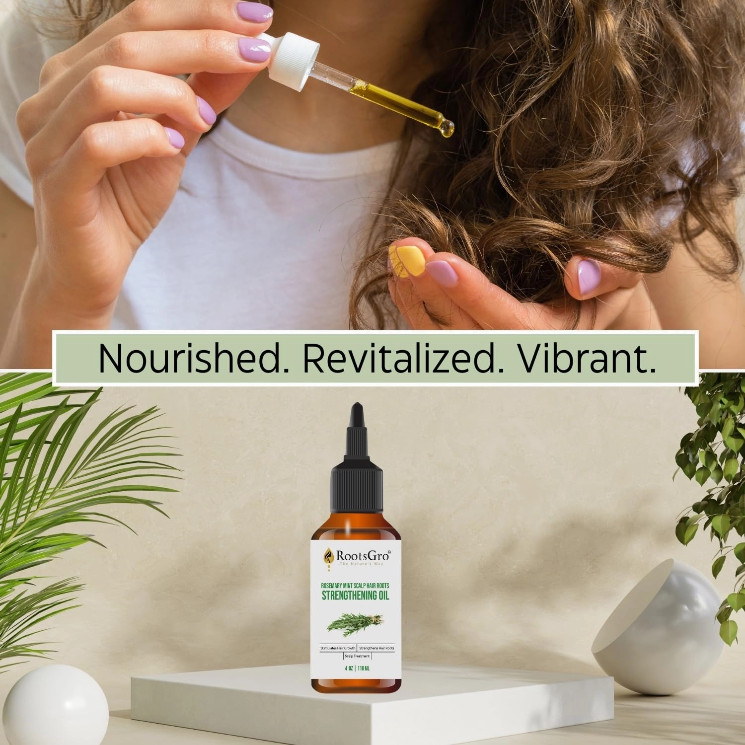Natural Hair Oil Blend - Rosemary, Peppermint, Lavender & 27 More Oils. Strengthens and Nourishes Hair | 4 ounce