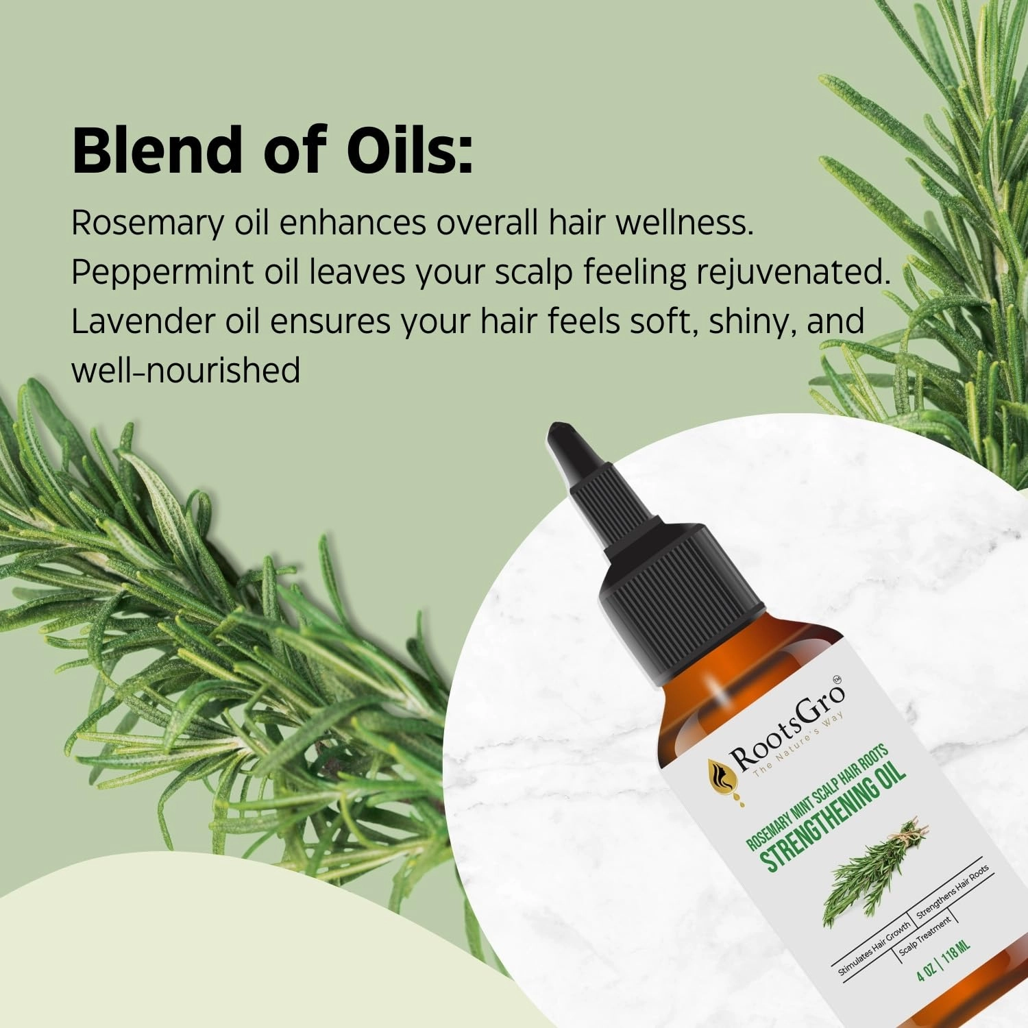 Natural Hair Oil Blend - Rosemary, Peppermint, Lavender & 27 More Oils. Strengthens and Nourishes Hair | 4 ounce