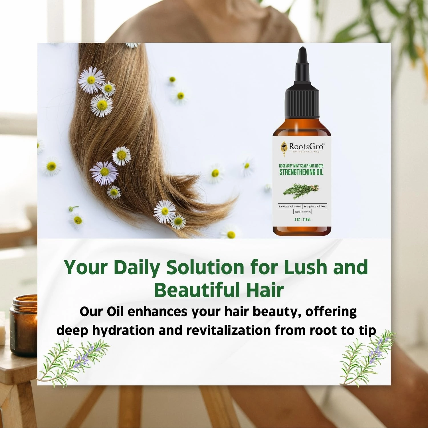 Natural Hair Oil Blend - Rosemary, Peppermint, Lavender & 27 More Oils. Strengthens and Nourishes Hair | 4 ounce