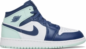 Nike Grade School Womens Air Jordan 1 Mid Sneakers - 'Blue Mint'