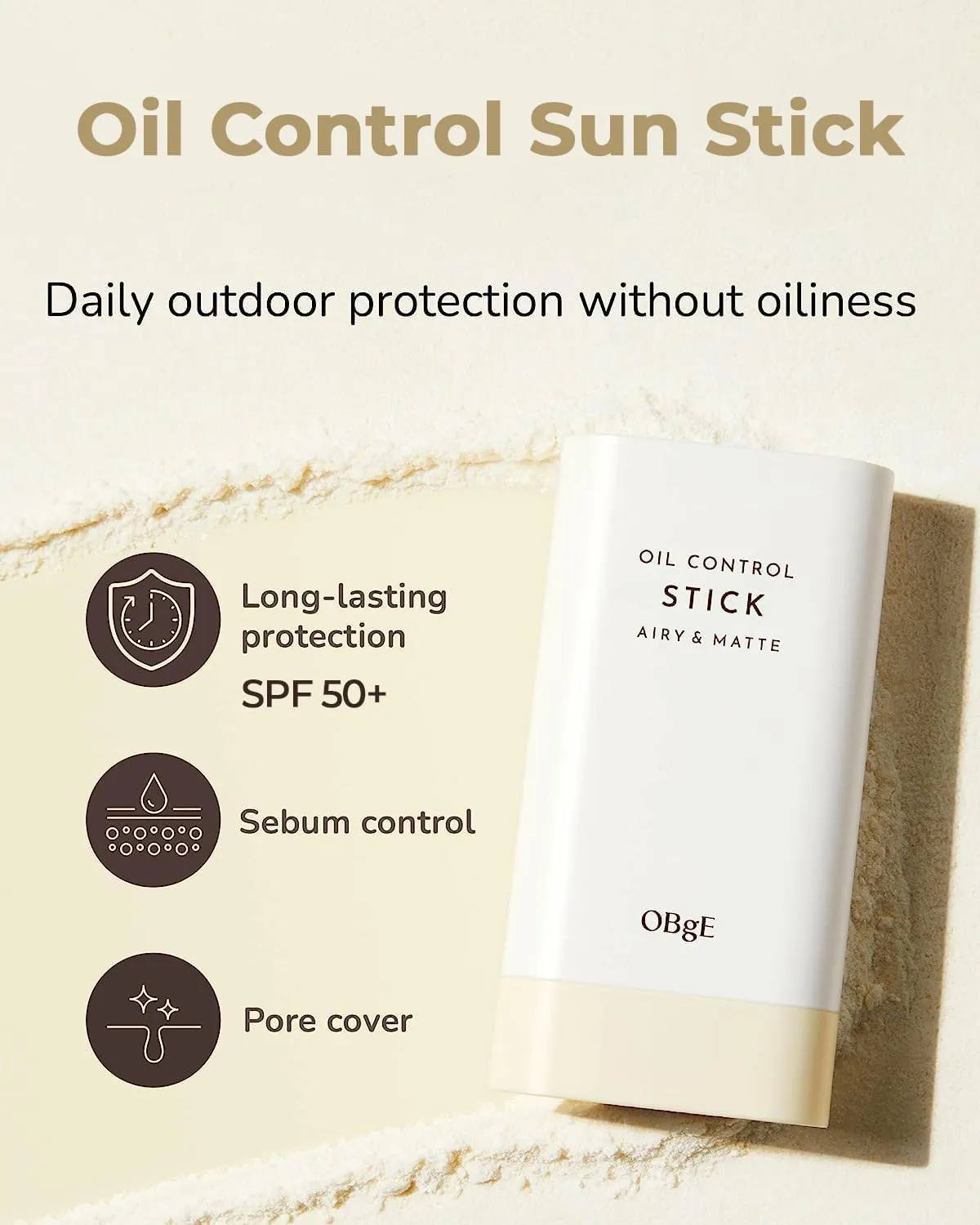 OBgE Oil Control Stick (0.6oz - Pack 2) - Non-Greasy, Soothing & Cooling Facial Care. High Defense. Lightweight, Long-Lasting Protection, Oil Absorption, No Clumps. Travel Essentials. Witch Hazel, Min