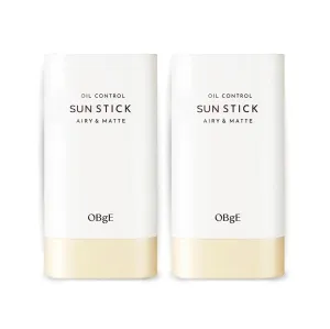 OBgE Oil Control Stick (0.6oz - Pack 2) - Non-Greasy, Soothing & Cooling Facial Care. High Defense. Lightweight, Long-Lasting Protection, Oil Absorption, No Clumps. Travel Essentials. Witch Hazel, Min
