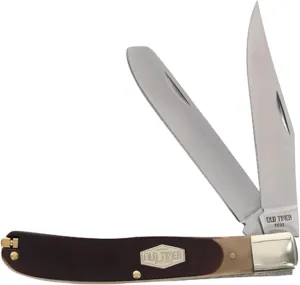 Old Timer 96OT Bearhead Trapper 7.4in Traditional Folding Pocket Knife with 2 High Carbon SS Blades, Sawcut Handle, Tweezers, and Convenient Size for EDC, Hunting, Camping, Whittling, and Outdoors