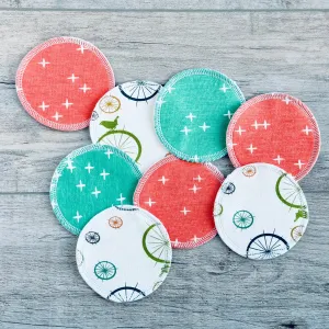 Organic Cotton Face Rounds - Set P - Coral / Green / Multi / Cream (Large)