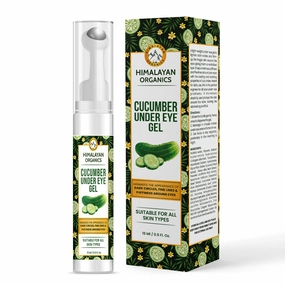 Organics Cucumber Under Eye Gel With Cooling Massage Roller For Reduce Dark Circles, Fine Lines & Puffy Eyes With Vitamin E, Sesame & Castor Oil - 15ml