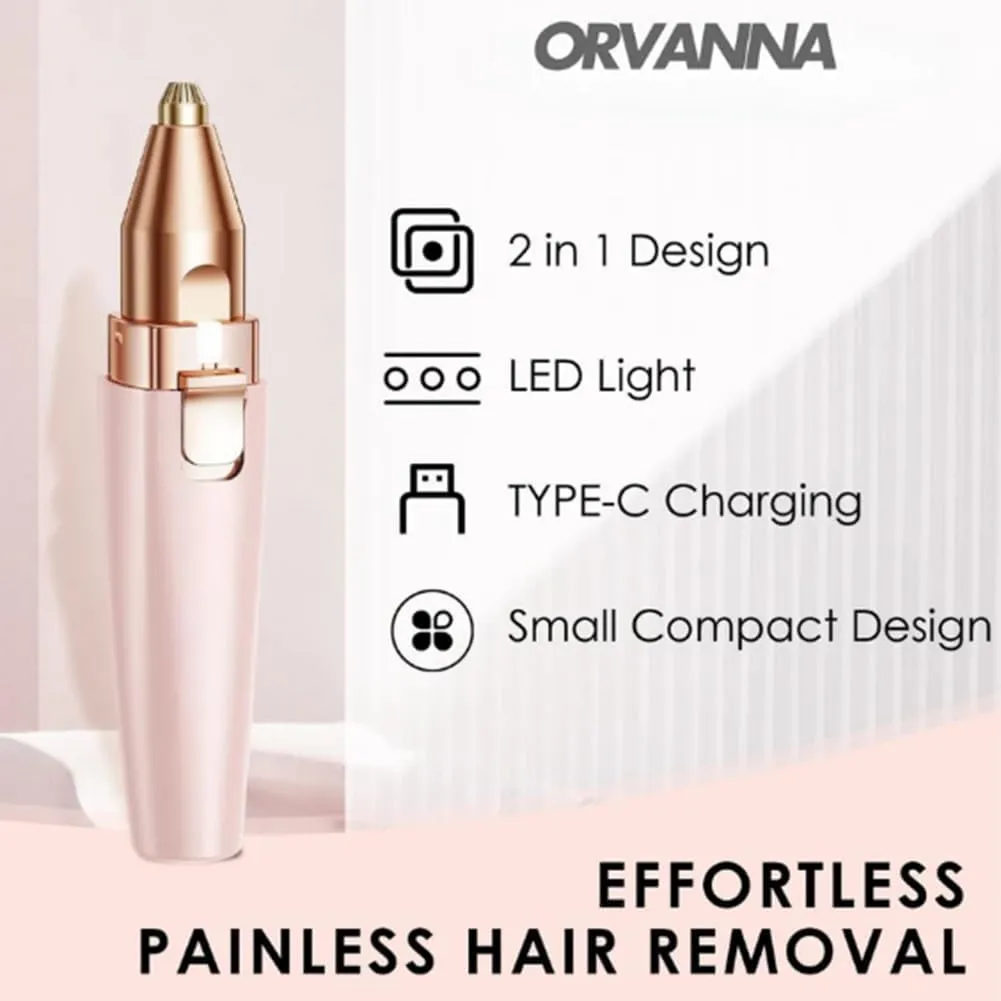 Orvanna Precision Eyebrow & Facial Trimmer, 2-in-1 Women's Removal Device, Flawless Facial Hair Remover, Electric Hair Nose Razors for Women, Electric Tweezers, Eyebrow and Shaver(2pcs*Colorful)